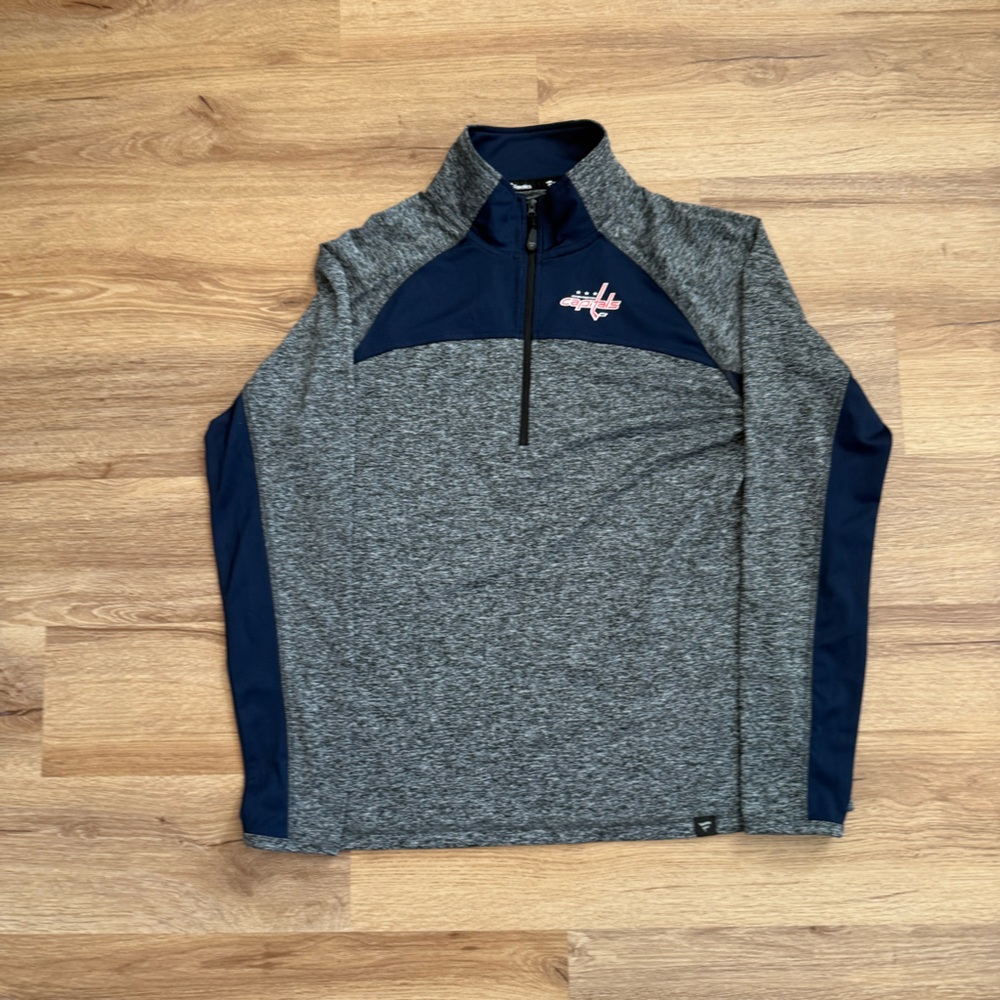 Fanatics Washington Capitals Gray and Navy Zip-Up Sweater